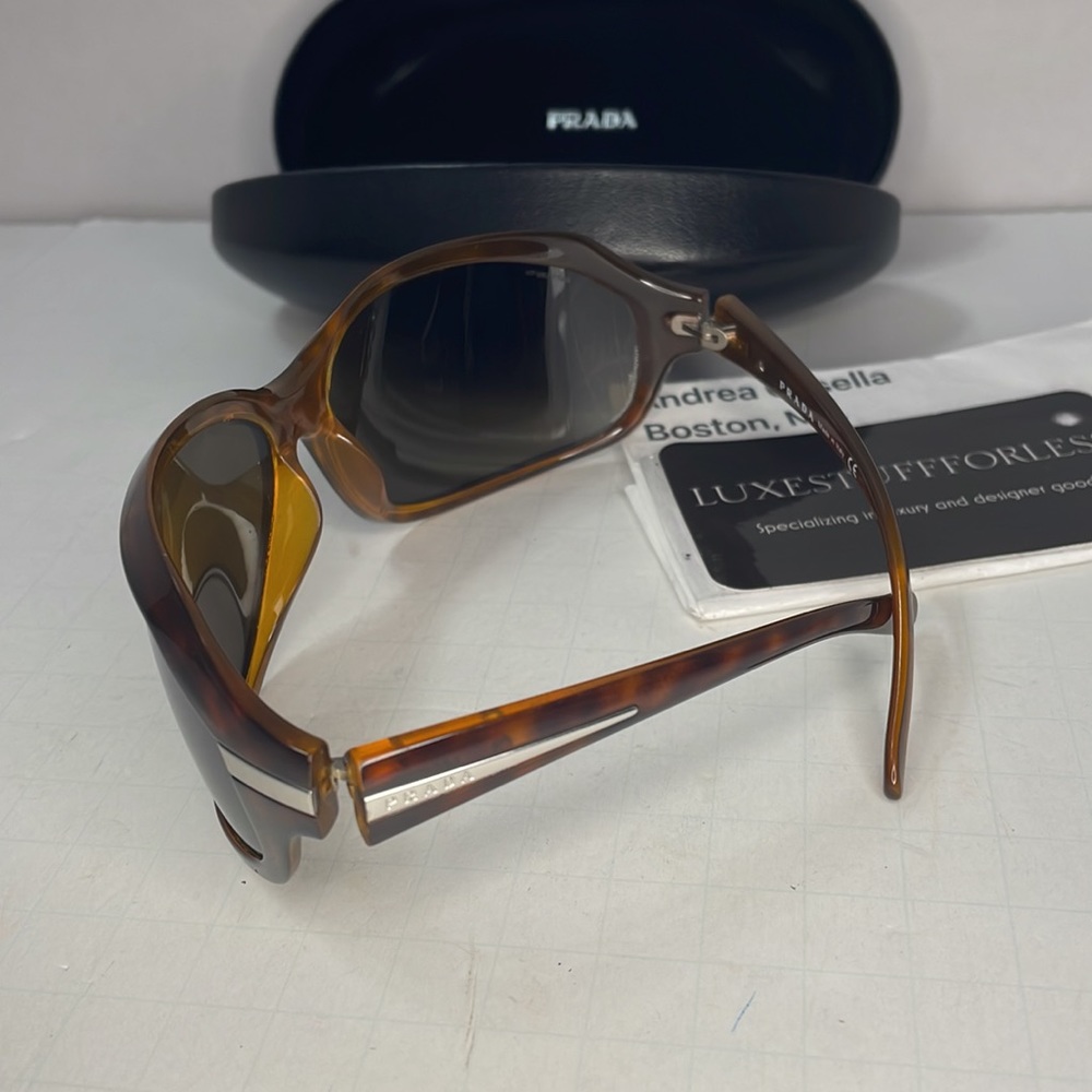 Authentic PRADA tortoise shell print and silver sunglasses with case - Picture 2 of 12